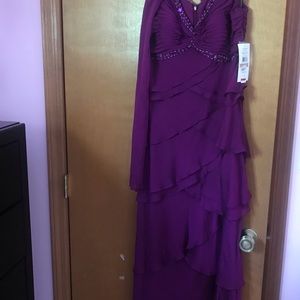 Purple prom dress with ruffles